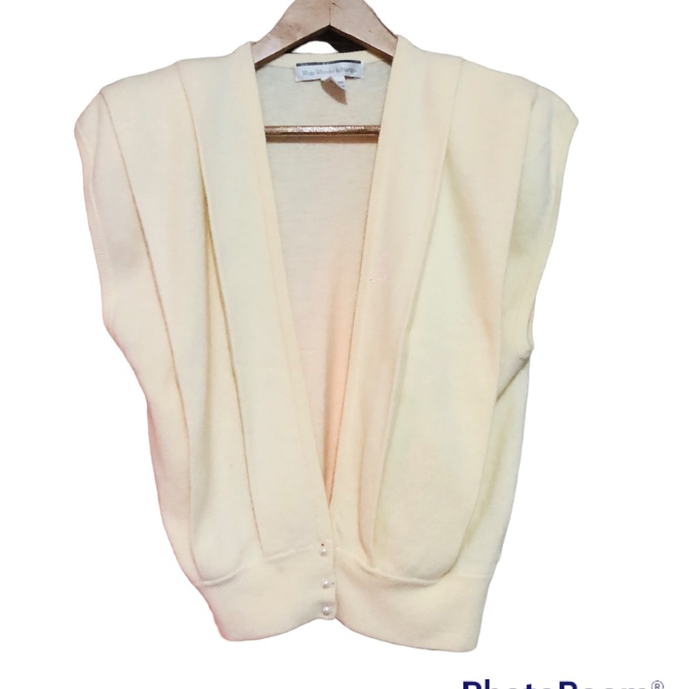 Vintage 70s 80s white wheeler & Martha light academia lambswool vest - Picture 2 of 15
